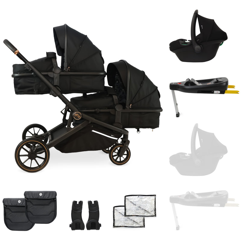 My Babiie MB33 Tandem Pushchair with Infant Carrier & Base - Black Leopard