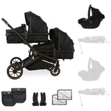 MB33 Tandem Pushchair with Infant Carrier - Black Leopard
