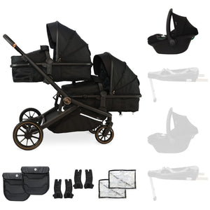 MB33 Tandem Pushchair with Infant Carrier - Black Leopard