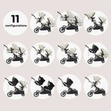 MB33 Tandem Pushchair with Infant Carrier - Ivory