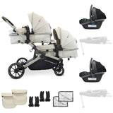 MB33 Tandem Pushchair with 2 Infant Carriers - Ivory