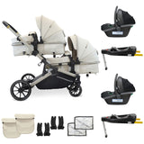 MB33 Tandem Pushchair with 2 Infant Carriers & 2 Bases - Ivory