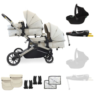 MB33 Tandem Pushchair with Infant Carrier & Base - Ivory