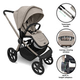 My Babiie MB450 ARC 3-in-1 Travel System + Rotating Car Seat + Base - Champagne Taupe