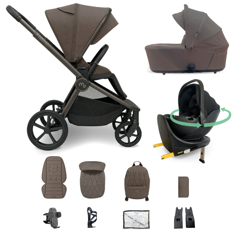 My Babiie MB450 ARC 3-in-1 Travel System + Rotating Car Seat + Base - Mocha Atelier
