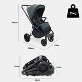 My Babiie MB450i 3-in-1 Travel System - Forest Green