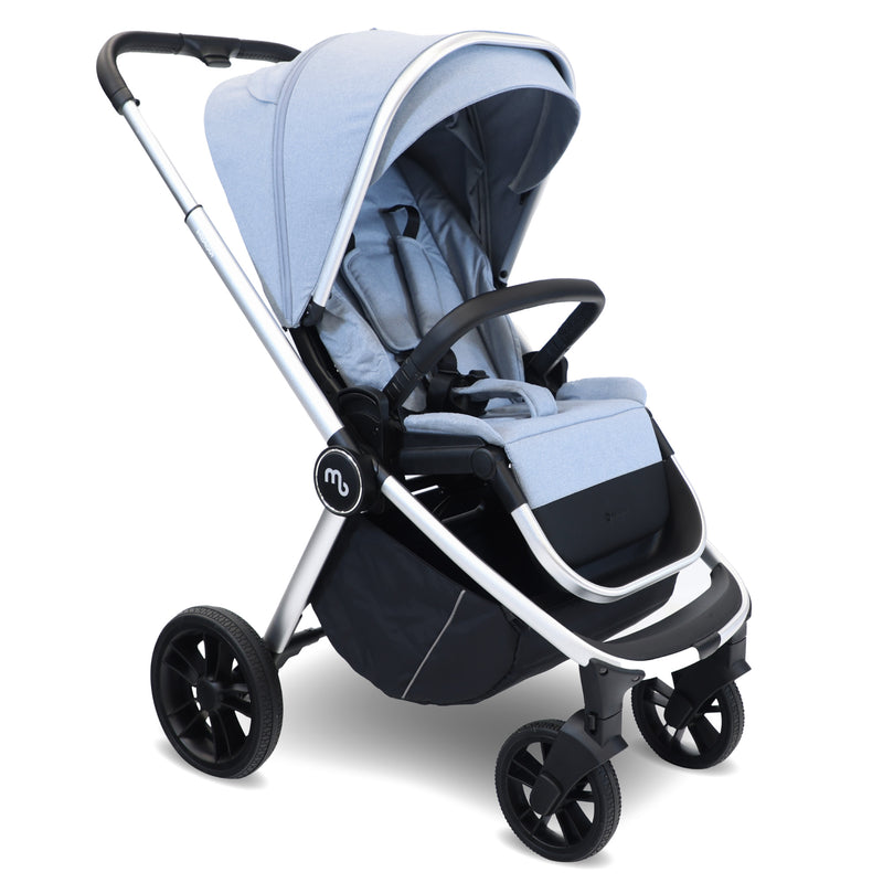 My Babiie MB450i 3-in-1 Travel System with Rotating Car Seat + Base - Steel Blue