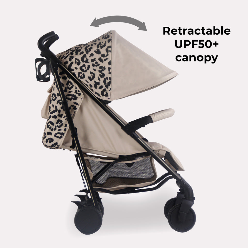 leopard print umbrella stroller My Babiie Dani Dyer Fawn Leopard Lightweight Stroller