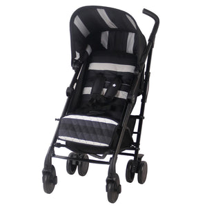 My Babiie "AM to PM" Charcoal Stripes Lightweight Stroller - Grade A