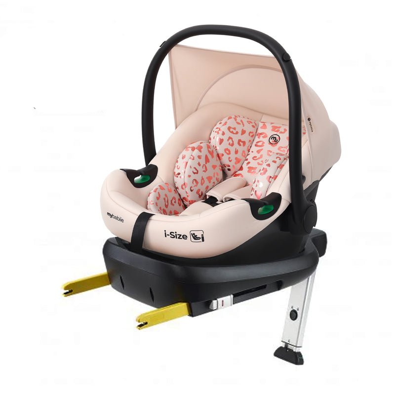 My Babiie MBCS02LT i-Size Infant Carrier Car Seat and ISOFIX Base - Blush Leopard