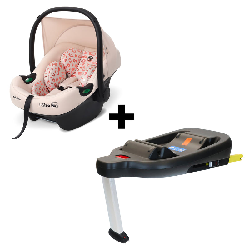 My Babiie MBCS02LT i-Size Infant Carrier Car Seat and ISOFIX Base - Blush Leopard