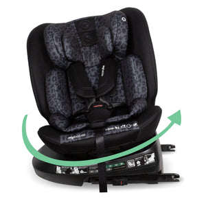 My Babiie MBCS200 Spin R129 Car Seat with Top Tether - Black Leopard