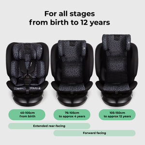 My Babiie MBCS200 Spin R129 Car Seat with Top Tether - Black Leopard