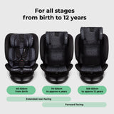 360° Spin R129 ISOFIX Car Seat (0-12 Years) Black Leopard - GRADE A