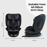 360° Spin R129 ISOFIX Car Seat (0-12 Years) Black Leopard - GRADE A