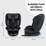 My Babiie MBCS200 Spin R129 Car Seat with Top Tether - Black Leopard