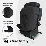 My Babiie MBCS200 Spin R129 Car Seat with Top Tether - Black Leopard