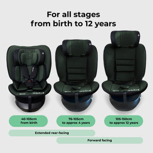 MBCS200 Spin R129 Car Seat with Top Tether - Black & Green - GRADE A