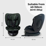 My Babiie MBCS200 Spin R129 Car Seat with Top Tether - Forest Green