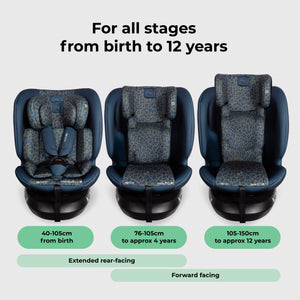 My Babiie MBCS200 Spin R129 Car Seat with Top Tether - Navy Leopard