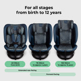 My Babiie MBCS200 Spin R129 Car Seat with Top Tether - Navy Leopard