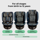 MBCS200 Spin R129 Car Seat with Top Tether - Navy Leopard