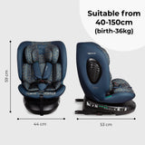 My Babiie MBCS200 Spin R129 Car Seat with Top Tether - Navy Leopard