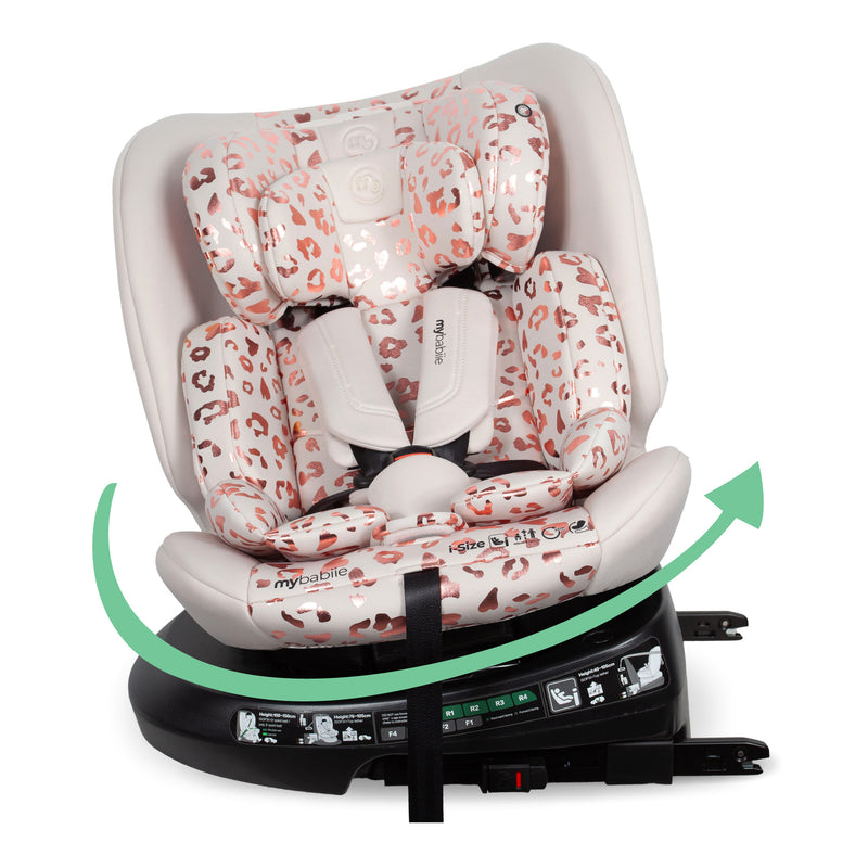 My Babiie MBCS200 Spin R129 Car Seat with Top Tether - Pink Leopard