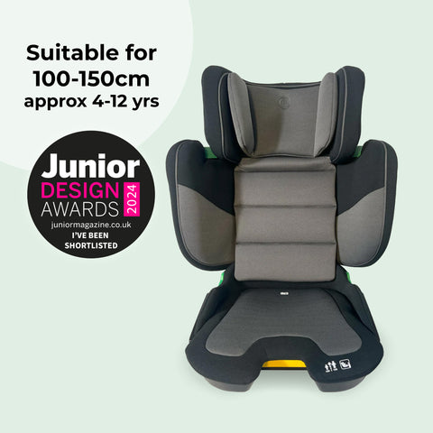 My Babiie MBCS23 i-Size (100-150cm) Compact High Back Booster Car Seat - Black & Grey