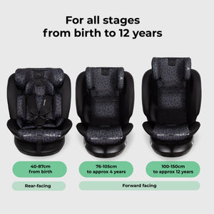 My Babiie MBCS300 Easy Spin R129 Car Seat with Top Tether - Black Leopard