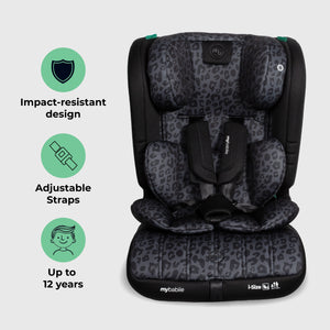 MBCS50 Toddler to Booster R129 Car Seat - Black Leopard