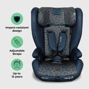 MBCS75 Toddler to Booster R129 Car Seat with ISOFIX - Blue Leopard - GRADE A