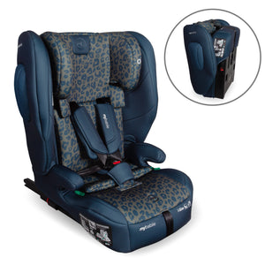 My Babiie MBCS80 Foldable Toddler to Booster R129 Car Seat with ISOFIX - Navy Leopard