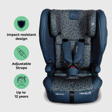 Compact Fold Toddler to Booster Car Seat + ISOFIX - Navy Blue Leopard - GRADE A