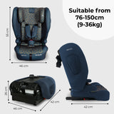MBCS80 Foldable Toddler to Booster R129 Car Seat with ISOFIX - Navy Leopard