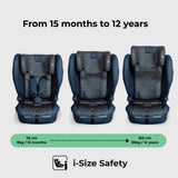 MBCS80 Foldable Toddler to Booster R129 Car Seat with ISOFIX - Navy Leopard