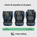 MBCS80 Foldable Toddler to Booster R129 Car Seat with ISOFIX - Navy Leopard