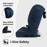 Compact Fold Toddler to Booster Car Seat + ISOFIX - Navy Blue Leopard - GRADE A