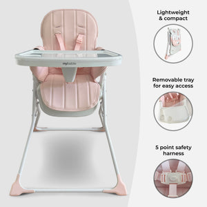 My Babiie MBHC2 Compact Folding Highchair - Pink