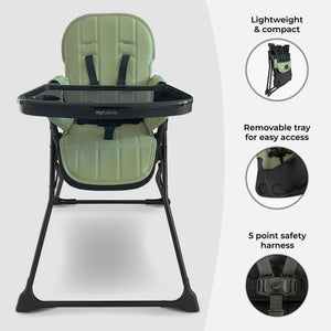 My Babiie MBHC2 Compact Folding Highchair - Sage Green