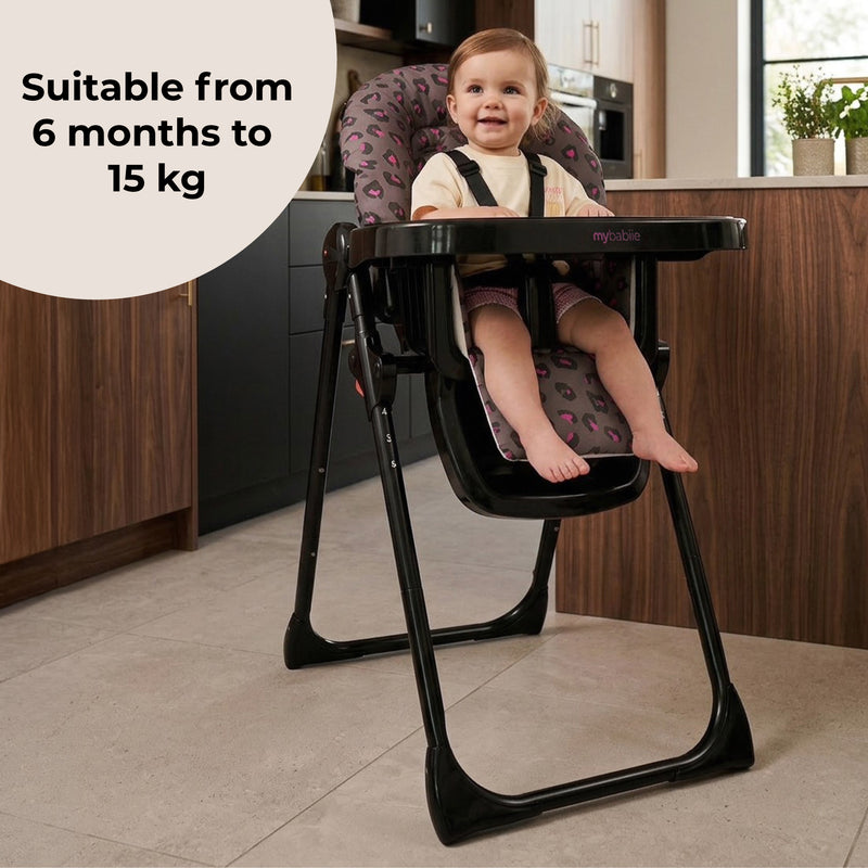 My Babiie MBHC8 Premium Highchair - Hot Pink Leopard