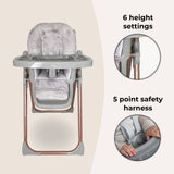 MBHC8 Premium Highchair - Rose Gold Grey Tropical - Grade A