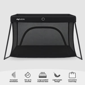 My Babiie Air-Light Luxe Travel Cot - Black - Grade C