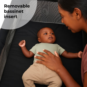 My Babiie MBTC3 Air-Light 3-in-1 Travel Cot with Bassinet - Black