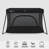 My Babiie Air-Light 3-in-1 Luxe Travel Cot - Black - Grade A