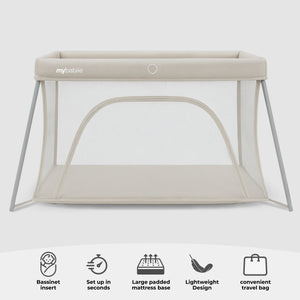 MBTC3 Air-Light 3-in-1 Travel Cot with Bassinet - Ivory