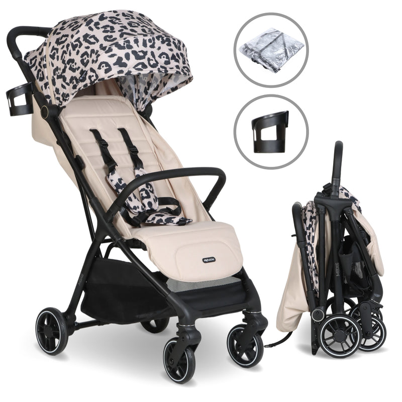 My Babiie MBX6 Compact Stroller - Beige Leopard - Grade B