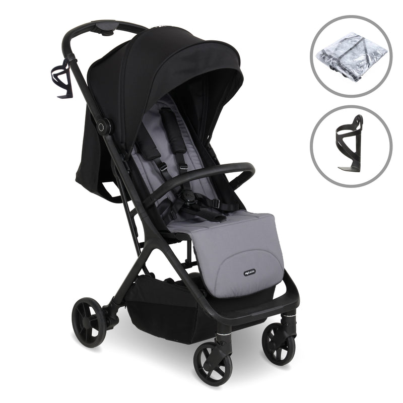 My Babiie MBX7 Plus Auto-Fold Stroller - Black & Grey