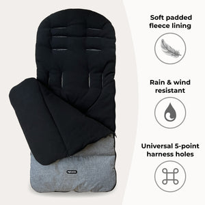 My Babiie Universal Footmuff - Grey & Black