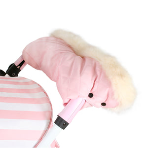 Fur Trimmed Baby Pink Pushchair Handmuff - Grade A